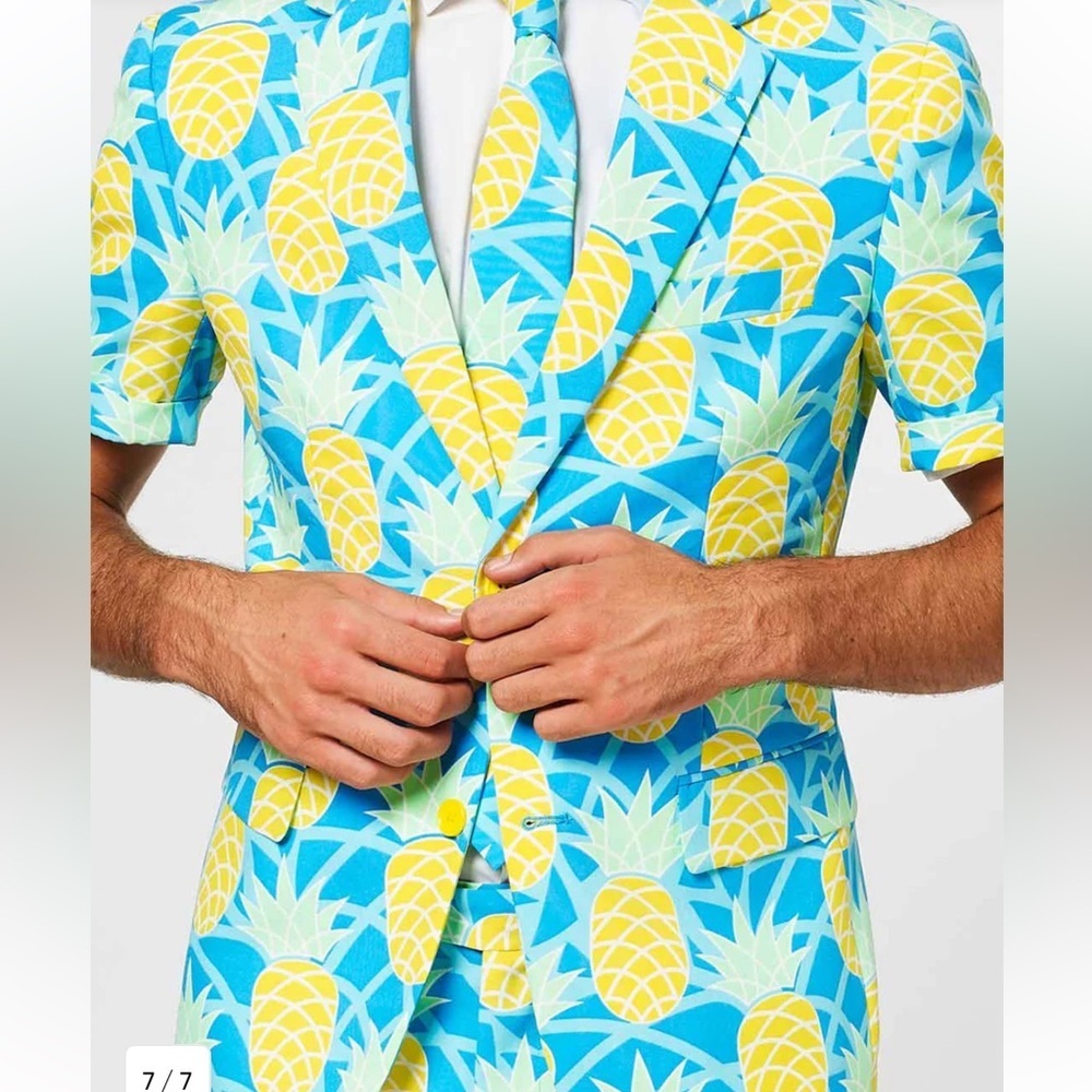 New OppoSuits Pineapple Print Blazer - Blue and Yellow - Picture 5 of 14